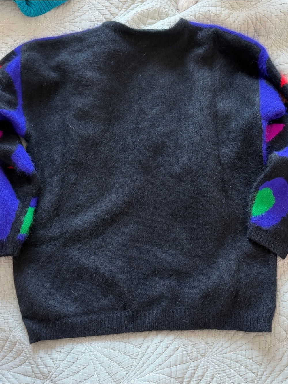 Rafaella 80's Abstract Multicolor Fuzzy Vintage Knit Sweater - Picture 4 of 5